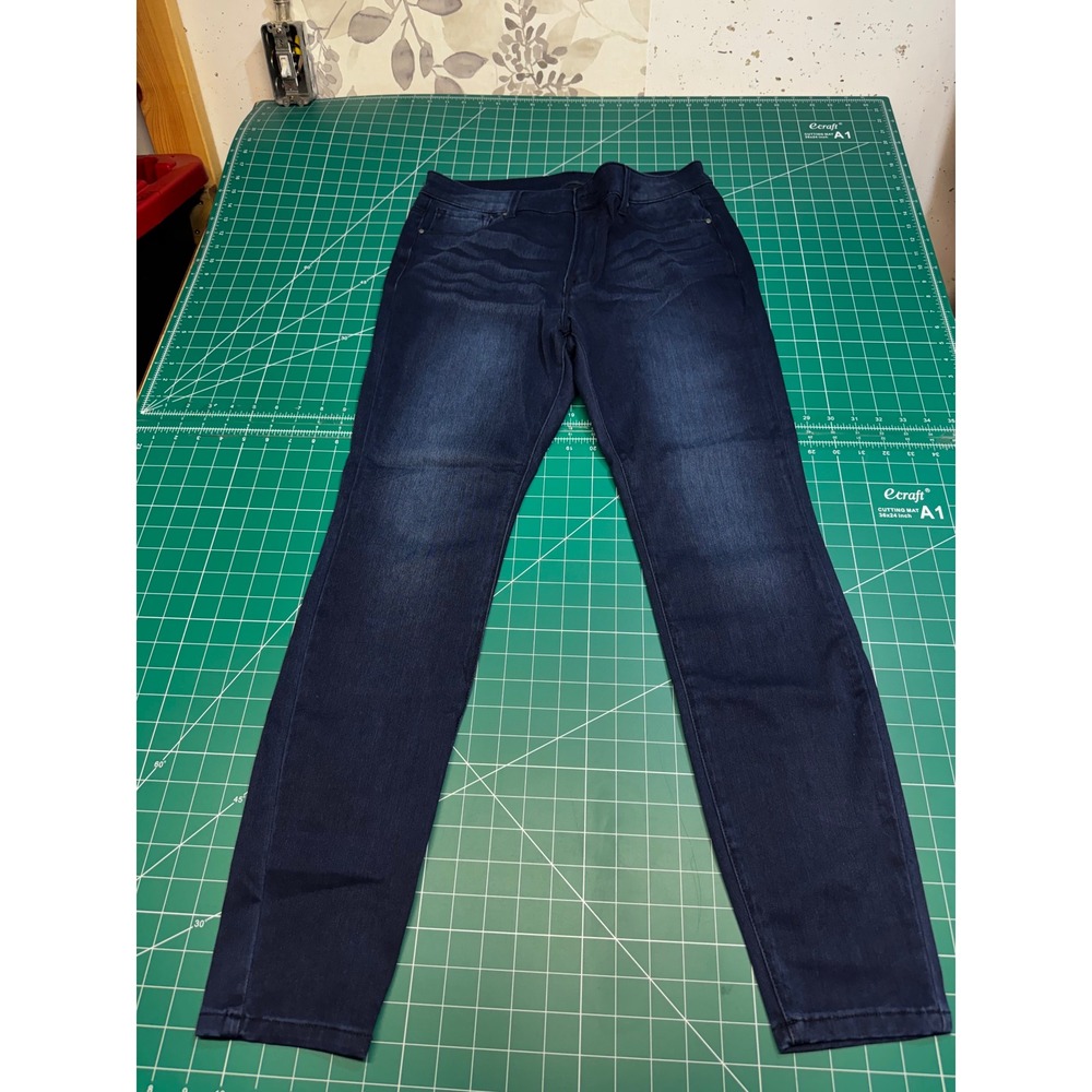 Grace & Lace Womens Dark Wash Skinny Jeans Size 12 High Rise Stretch Denim